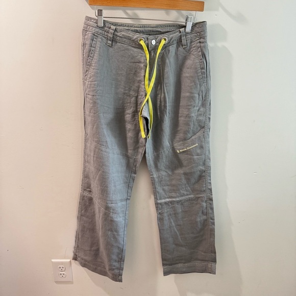 Black Diamond Women’s Poem Pants 100% Linen Grey Neon Green Size 6 - Picture 1 of 8